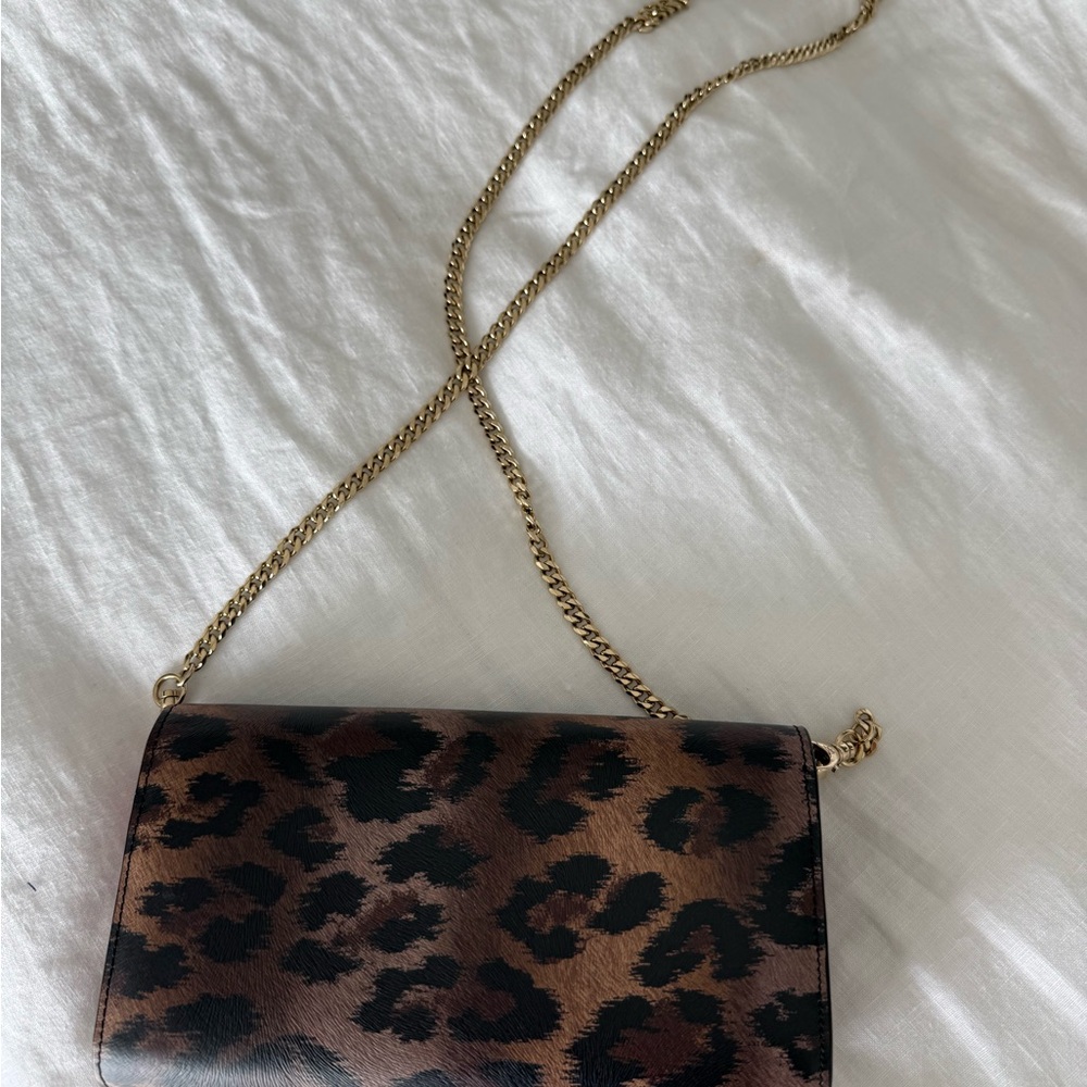 Christian Louboutin Leopard Print Shoulder Bag with Gold Chain - Picture 7 of 8